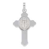 Sterling Silver Rhodium Plated Cross Pendant with Medallion Pendant