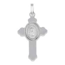 Load image into Gallery viewer, Sterling Silver Rhodium Plated Cross Pendant with Medallion Pendant