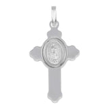Sterling Silver Rhodium Plated Cross Pendant with Medallion Pendant