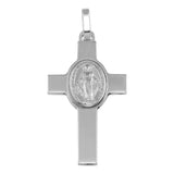 Sterling Silver Rhodium Plated Cross Pendant with Medallion Pendant