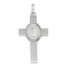 Load image into Gallery viewer, Sterling Silver Rhodium Plated Cross Pendant with Medallion Pendant