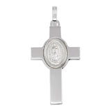 Sterling Silver Rhodium Plated Cross Pendant with Medallion Pendant