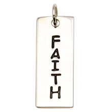 Load image into Gallery viewer, Sterling Silver High Polished Engravable Bar Faith Charm