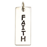 Sterling Silver High Polished Engravable Bar Faith Charm