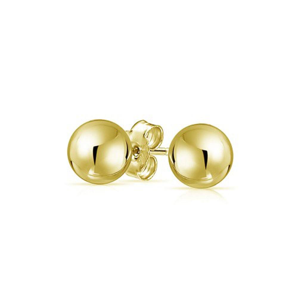 Sterling Silver Gold Plated Bead Stud Earrings