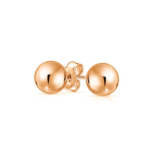Load image into Gallery viewer, Sterling Silver Rose Gold Plated Round Ball Earrings