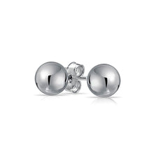 Load image into Gallery viewer, Sterling Silver Rhodium Plated Round Ball Earrings