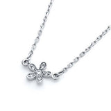 Sterling Silver Necklace with Trendy Flower Inlaid with Clear Czs PendantAnd Pendant Dimensions of 10MMx7MM