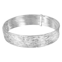 Load image into Gallery viewer, Sterling Silver High Polished Criss Cross Diamond Cut Semanario Bangle Bracelet