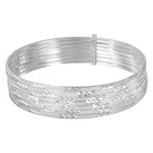Load image into Gallery viewer, Sterling Silver High Polished Diamond Cut Semanario Bangle Bracelet