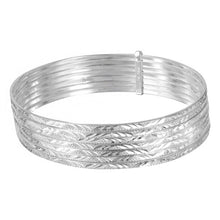 Load image into Gallery viewer, Sterling Silver High Polished Diamond Cut Semanario Bangle Bracelet