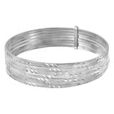 Sterling Silver High Polished Diamond Cut Semanario Bangle Bracelet