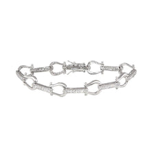 Load image into Gallery viewer, Sterling Silver Rhodium Plated Link Bracelet with CZ