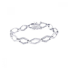 Load image into Gallery viewer, Sterling Silver Rhodium Plated Open Sharp Marquis CZ Outline Bracelet