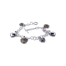 Load image into Gallery viewer, Sterling Silver Rhodium Plated Multiple Four Tone Heart CZ Bracelet