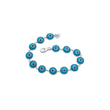 Load image into Gallery viewer, Sterling Silver Rhodium Plated Bracelet with Multi Evil Eye Charms