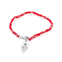 Load image into Gallery viewer, Red Cord Bracelet with Sterling Silver Hamsa Hand Charm