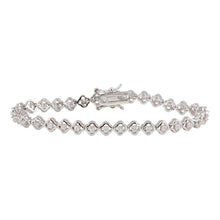 Load image into Gallery viewer, Sterling Silver Rhodium Plated Small Flowers CZ Bracelet