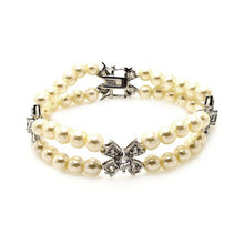 Load image into Gallery viewer, Sterling Silver Cross CZ Pearl Bracelet