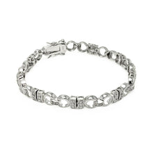 Load image into Gallery viewer, Sterling Silver Rhodium Plated CZ Link Bracelet