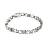 Sterling Silver Rhodium Plated CZ Link Bracelet