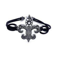 Load image into Gallery viewer, Sterling Silver Oxidized Fleur de Lis Bracelet