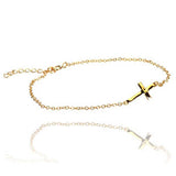 Sterling Silver Yellow Gold Plated Bracelet with Small Sideways Cross Charm