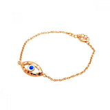 Sterling Silver Yellow Gold Plated Bracelet with Fancy Evil Eye Charm