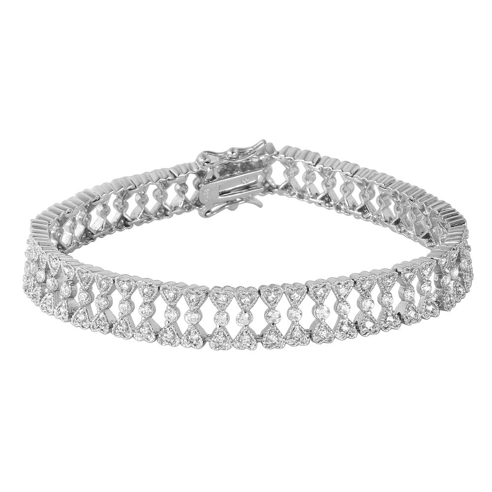 Sterling Silver Small CZ Hearts Bracelet