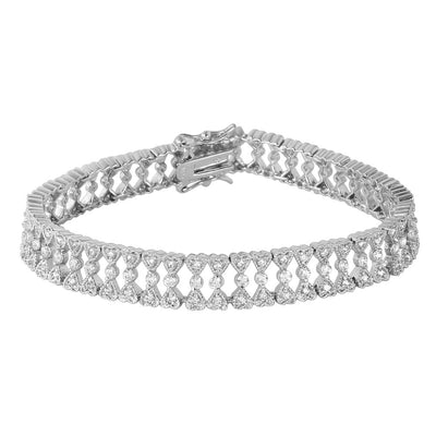 Sterling Silver Small CZ Hearts Bracelet