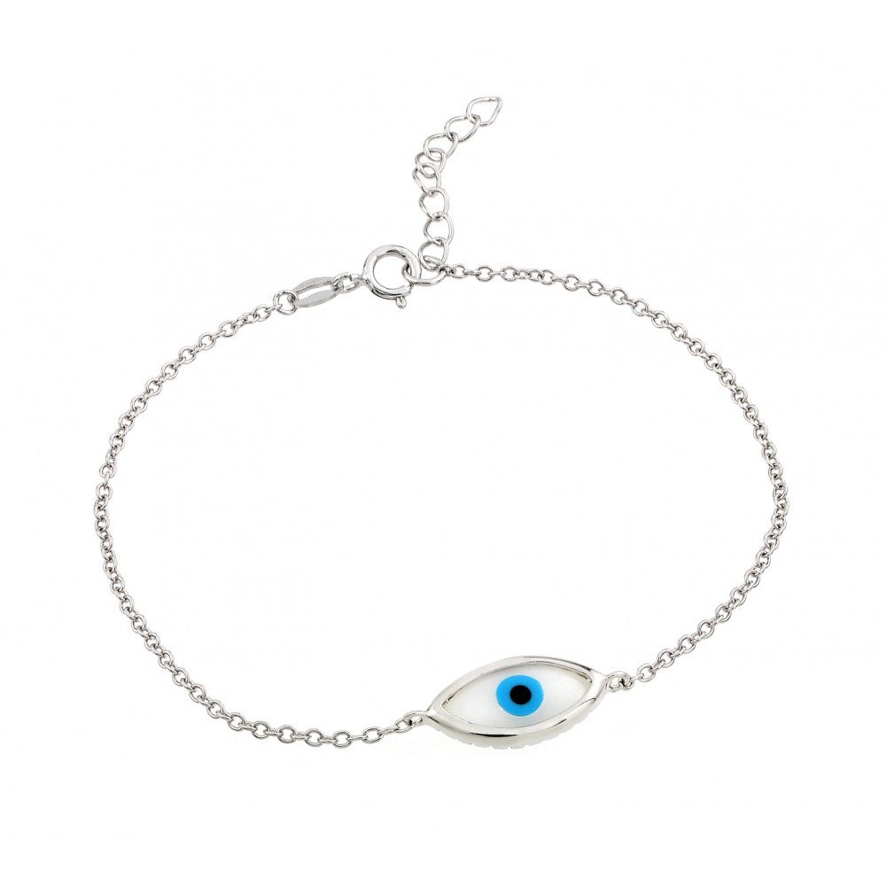 Sterling Silver Bracelet with Evil Eye Charm