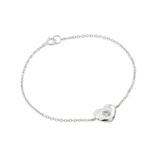 Load image into Gallery viewer, Sterling Silver Rhodium Plated Single Heart Clear Center CZBracelet