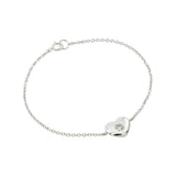 Sterling Silver Rhodium Plated Single Heart Clear Center CZBracelet