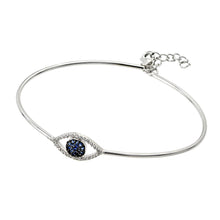 Load image into Gallery viewer, Sterling Silver Rhodium Plated Evil Eye Bangle Cuff Bracelet