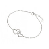 Sterling Silver Rhodium Plated Clear CZ Open Hearts Bracelet