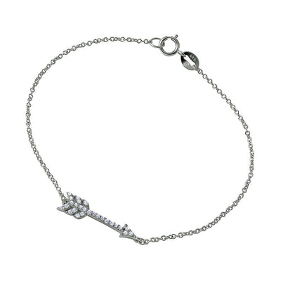 Sterling Silver Rhodium Plated Arrow CZ Bracelet