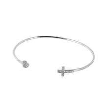 Load image into Gallery viewer, Sterling Silver Rhodium Plated Cross Bracelet