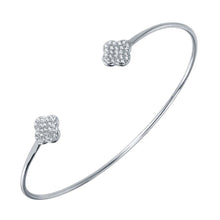 Load image into Gallery viewer, Sterling Silver Rhodium Plated CZ Clover Shaped Cuff Bracelet