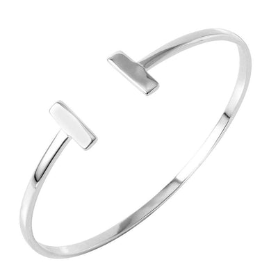 Sterling Silver Double Bar Slim Cuff Bracelet