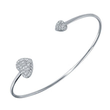 Load image into Gallery viewer, Sterling Silver Rhodium Plated CZ Big and Small Hearts Cuff Bracelet