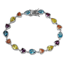 Load image into Gallery viewer, Sterling Silver Rhodium Plated Multi Shape And Color CZ Tennis Bracelet