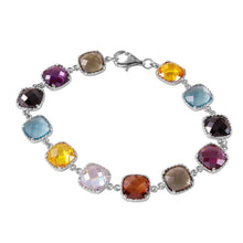 Load image into Gallery viewer, Sterling Silver Rhodium Plated Multi Color CZ Tennis Bracelet