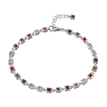 Load image into Gallery viewer, Sterling Silver Rhodium Plated Multi Color Tennis Bracelet