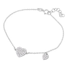 Load image into Gallery viewer, Sterling Silver Rhodium Plated CZ Encrusted Hearts Bracelet
