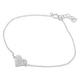 Sterling Silver Rhodium Plated CZ Encrusted Hearts Bracelet