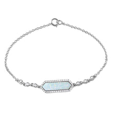 Load image into Gallery viewer, Sterling Silver Rhodium Plated Mother Opal Center Stone Bracelet