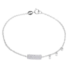Load image into Gallery viewer, Sterling Silver Rhodium Plated CZ Encrusted Bar Bracelet