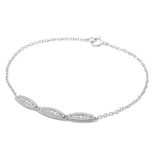 Load image into Gallery viewer, Sterling Silver Rhodium Plated 3 Oval Designed CZ Bracelet