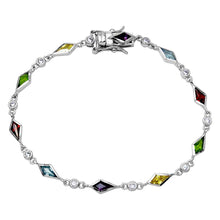 Load image into Gallery viewer, Sterling Silver Rhodium Plated Multi CZ Color Stones Tennis Bracelet