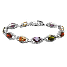 Load image into Gallery viewer, Sterling Silver Rhodium Plated Multi Color Round CZ Tennis Bracelet